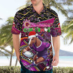 Merry Christmas Broncos Hawaiian Shirt Aboriginal Santa Rugby Mascot - Brisbane