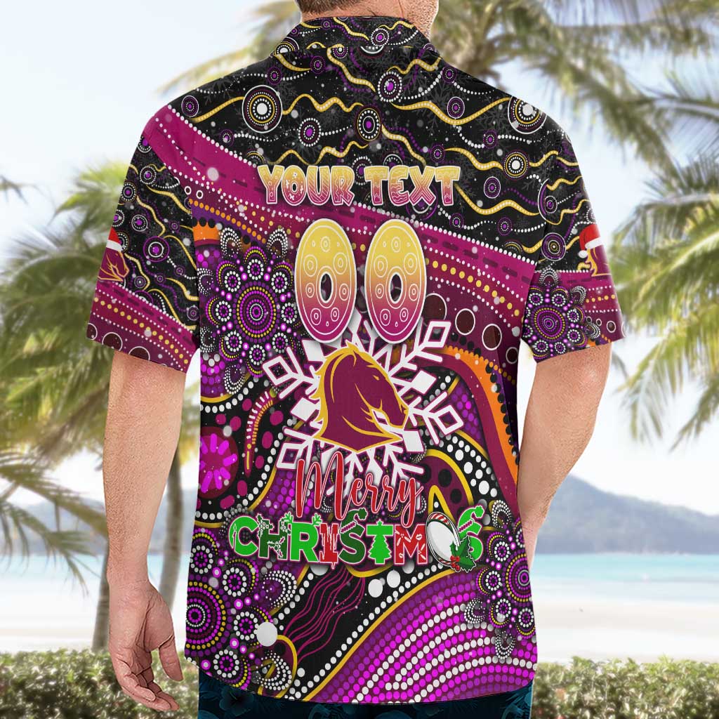 Merry Christmas Broncos Hawaiian Shirt Aboriginal Santa Rugby Mascot - Brisbane