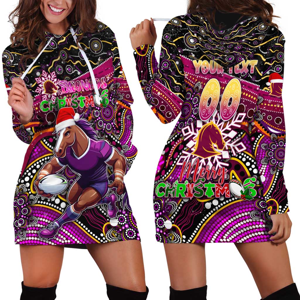 Merry Christmas Broncos Hoodie Dress Aboriginal Santa Rugby Mascot - Brisbane