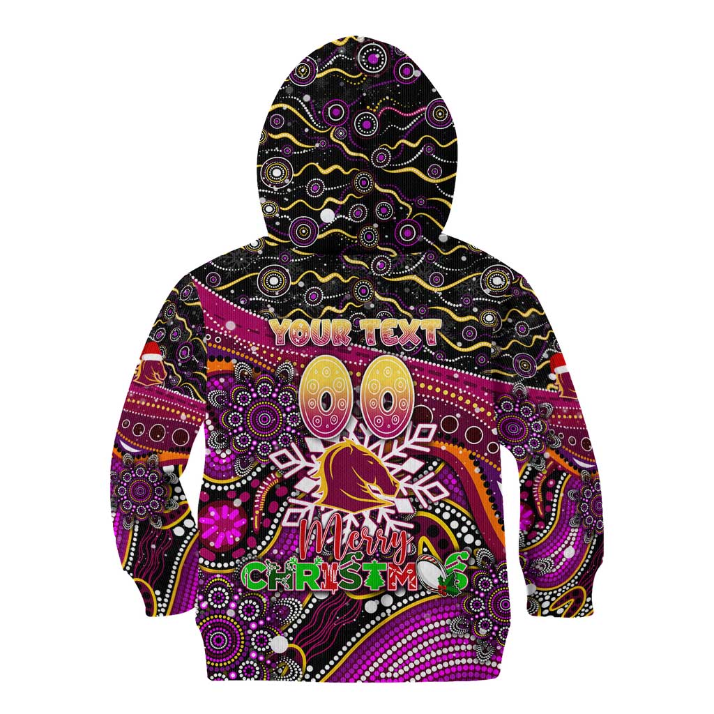 Merry Christmas Broncos Kid Hoodie Aboriginal Santa Rugby Mascot - Brisbane