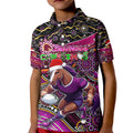 Merry Christmas Broncos Kid Polo Shirt Aboriginal Santa Rugby Mascot - Brisbane