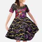Merry Christmas Broncos Kid Short Sleeve Dress Aboriginal Santa Rugby Mascot - Brisbane