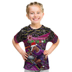 Merry Christmas Broncos Kid T Shirt Aboriginal Santa Rugby Mascot - Brisbane