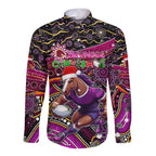 Merry Christmas Broncos Long Sleeve Button Shirt Aboriginal Santa Rugby Mascot - Brisbane