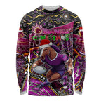 Merry Christmas Broncos Long Sleeve Shirt Aboriginal Santa Rugby Mascot - Brisbane