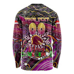Merry Christmas Broncos Long Sleeve Shirt Aboriginal Santa Rugby Mascot - Brisbane