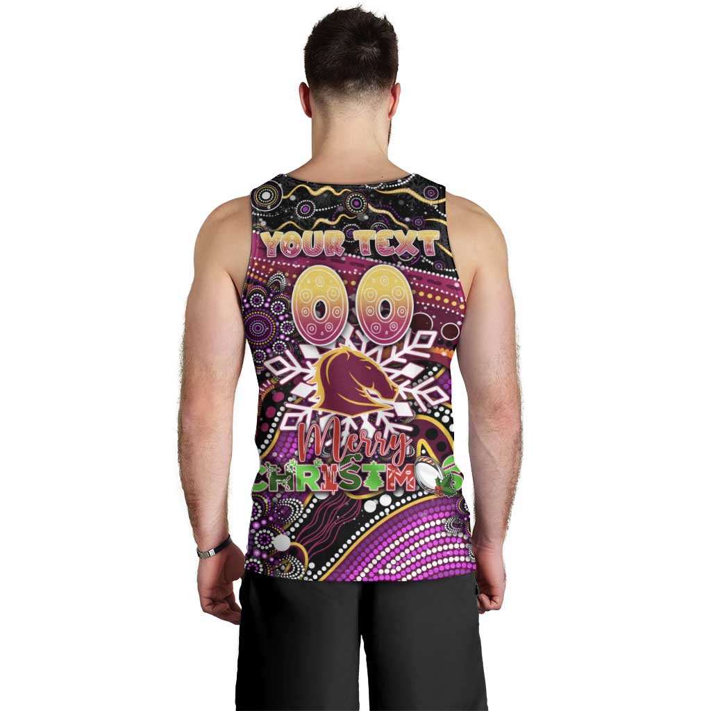 Merry Christmas Broncos Men Tank Top Aboriginal Santa Rugby Mascot - Brisbane