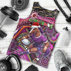 Merry Christmas Broncos Men Tank Top Aboriginal Santa Rugby Mascot - Brisbane