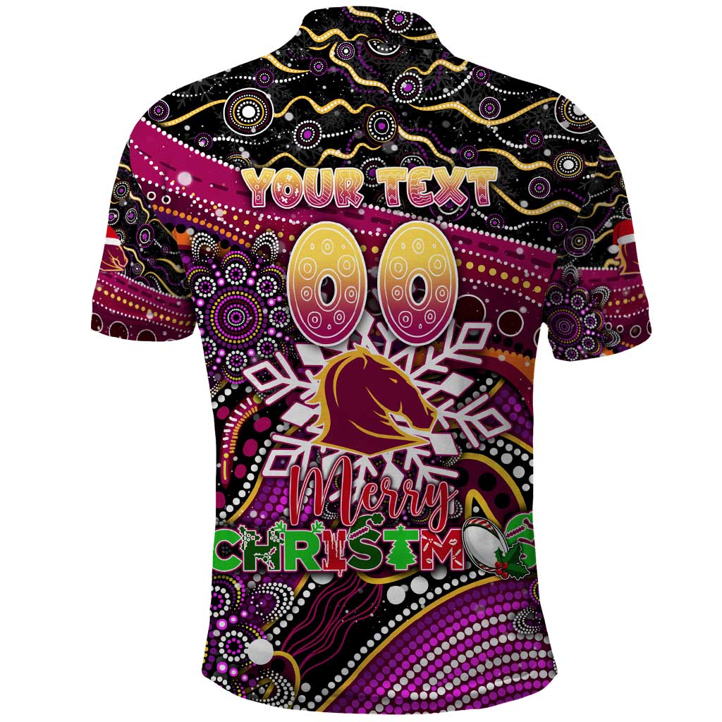 Merry Christmas Broncos Polo Shirt Aboriginal Santa Rugby Mascot - Brisbane