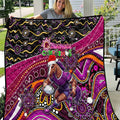 Merry Christmas Broncos Quilt Aboriginal Santa Rugby Mascot - Brisbane