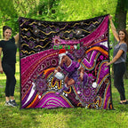 Merry Christmas Broncos Quilt Aboriginal Santa Rugby Mascot - Brisbane