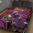 Merry Christmas Broncos Quilt Bed Set Aboriginal Santa Rugby Mascot - Brisbane