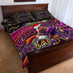 Merry Christmas Broncos Quilt Bed Set Aboriginal Santa Rugby Mascot - Brisbane