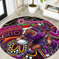 Merry Christmas Broncos Round Carpet Aboriginal Santa Rugby Mascot - Brisbane