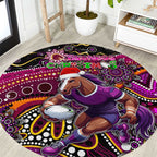 Merry Christmas Broncos Round Carpet Aboriginal Santa Rugby Mascot - Brisbane