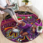 Merry Christmas Broncos Round Carpet Aboriginal Santa Rugby Mascot - Brisbane