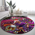 Merry Christmas Broncos Round Carpet Aboriginal Santa Rugby Mascot - Brisbane