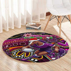 Merry Christmas Broncos Round Carpet Aboriginal Santa Rugby Mascot - Brisbane
