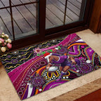 Merry Christmas Broncos Rubber Doormat Aboriginal Santa Rugby Mascot - Brisbane