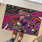 Merry Christmas Broncos Rubber Doormat Aboriginal Santa Rugby Mascot - Brisbane