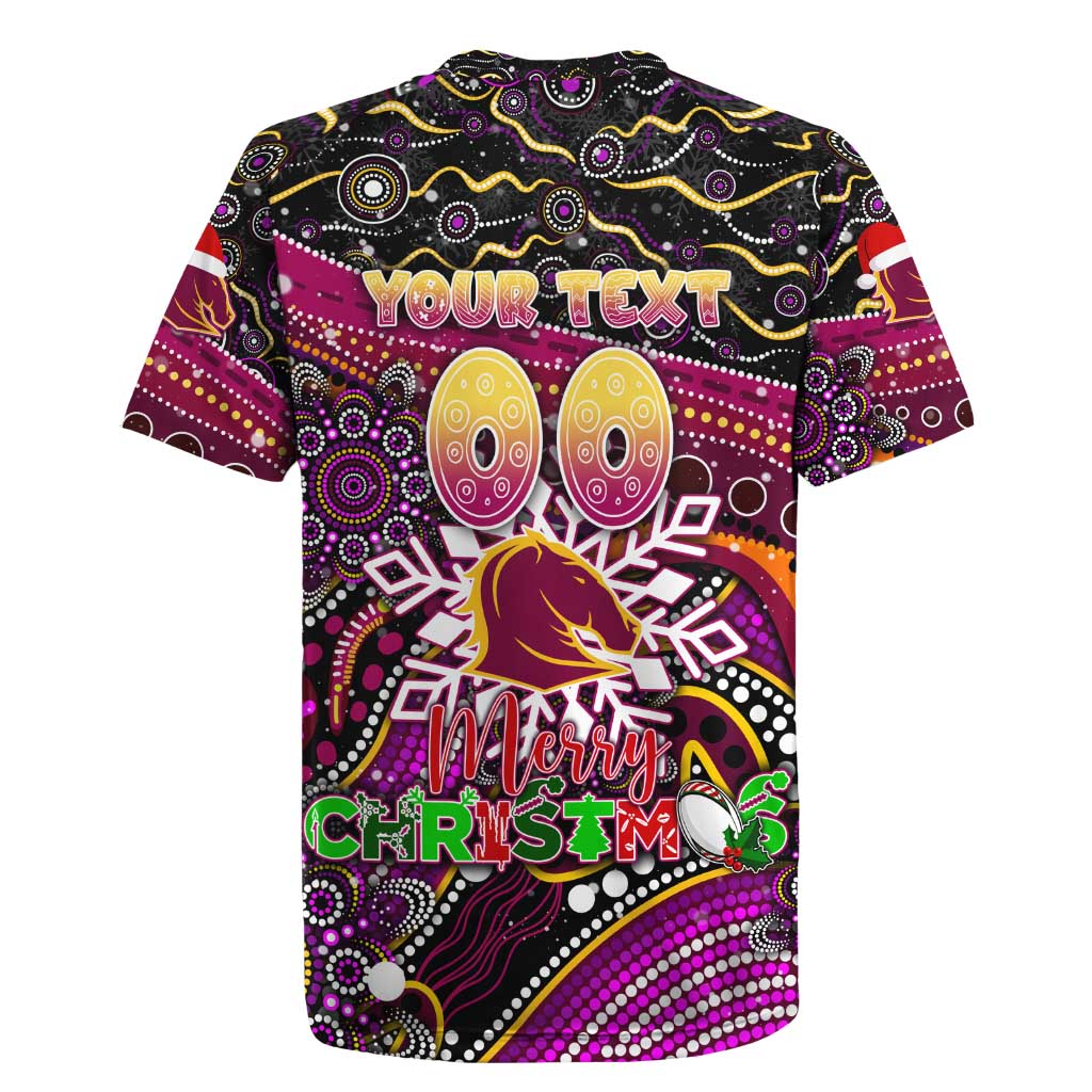 Merry Christmas Broncos Rugby Jersey Aboriginal Santa Rugby Mascot - Brisbane
