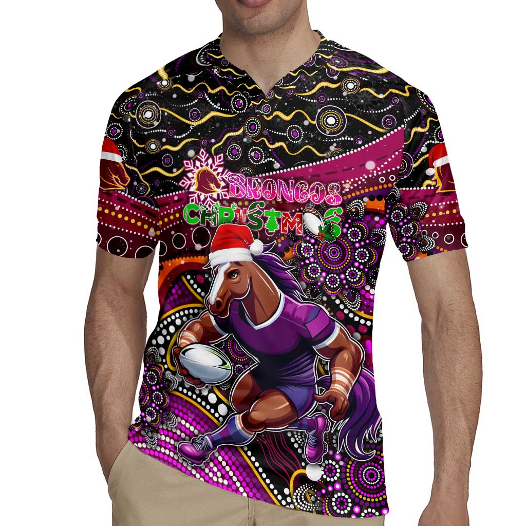 Merry Christmas Broncos Rugby Jersey Aboriginal Santa Rugby Mascot - Brisbane