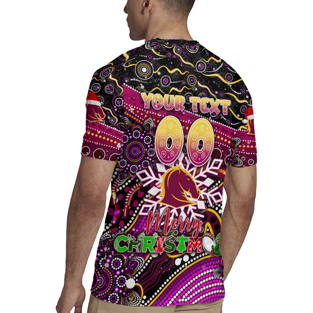 Merry Christmas Broncos Rugby Jersey Aboriginal Santa Rugby Mascot - Brisbane