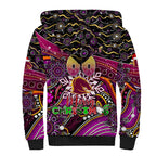 Merry Christmas Broncos Sherpa Hoodie Aboriginal Santa Rugby Mascot - Brisbane