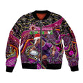 Merry Christmas Broncos Sleeve Zip Bomber Jacket Aboriginal Santa Rugby Mascot - Brisbane