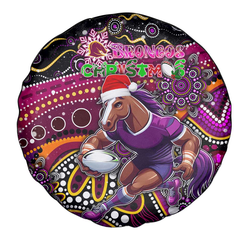 Merry Christmas Broncos Spare Tire Cover Aboriginal Santa Rugby Mascot - Brisbane