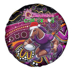 Merry Christmas Broncos Spare Tire Cover Aboriginal Santa Rugby Mascot - Brisbane
