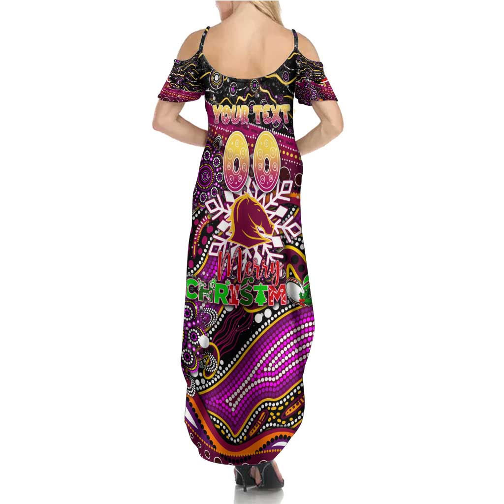 Merry Christmas Broncos Summer Maxi Dress Aboriginal Santa Rugby Mascot - Brisbane