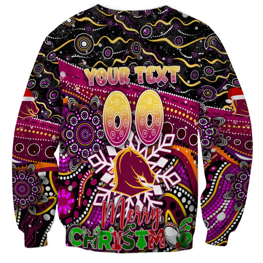 Merry Christmas Broncos Sweatshirt Aboriginal Santa Rugby Mascot - Brisbane