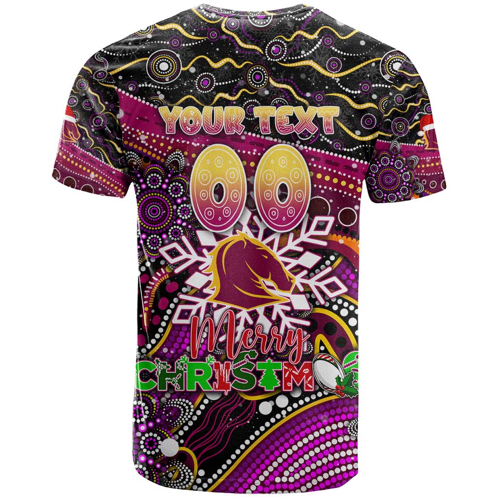 Merry Christmas Broncos T Shirt Aboriginal Santa Rugby Mascot - Brisbane