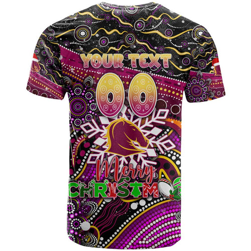 Merry Christmas Broncos T Shirt Aboriginal Santa Rugby Mascot - Brisbane