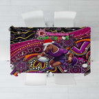 Merry Christmas Broncos Tablecloth Aboriginal Santa Rugby Mascot - Brisbane