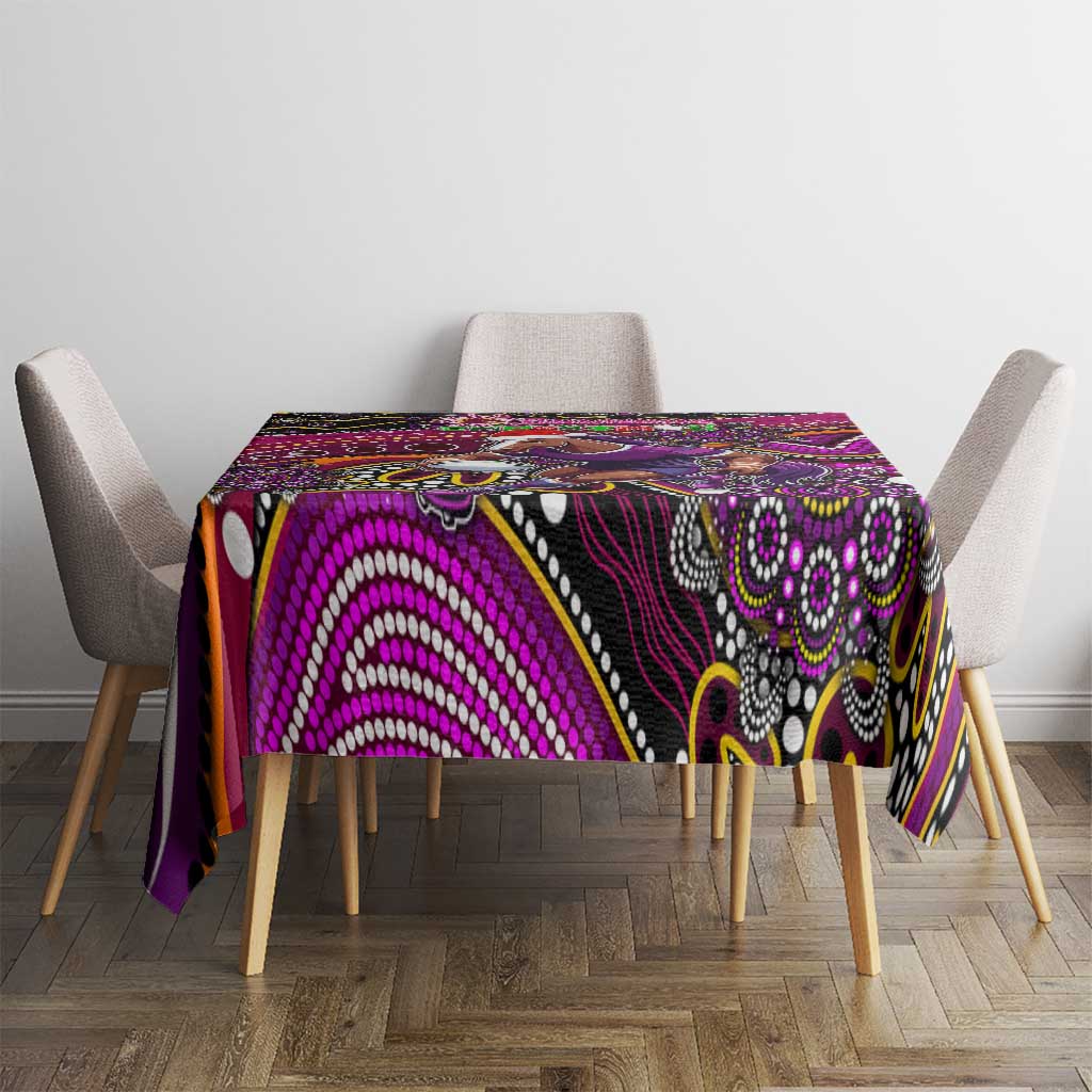 Merry Christmas Broncos Tablecloth Aboriginal Santa Rugby Mascot - Brisbane