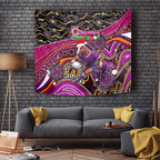 Merry Christmas Broncos Tapestry Aboriginal Santa Rugby Mascot - Brisbane