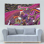 Merry Christmas Broncos Tapestry Aboriginal Santa Rugby Mascot - Brisbane