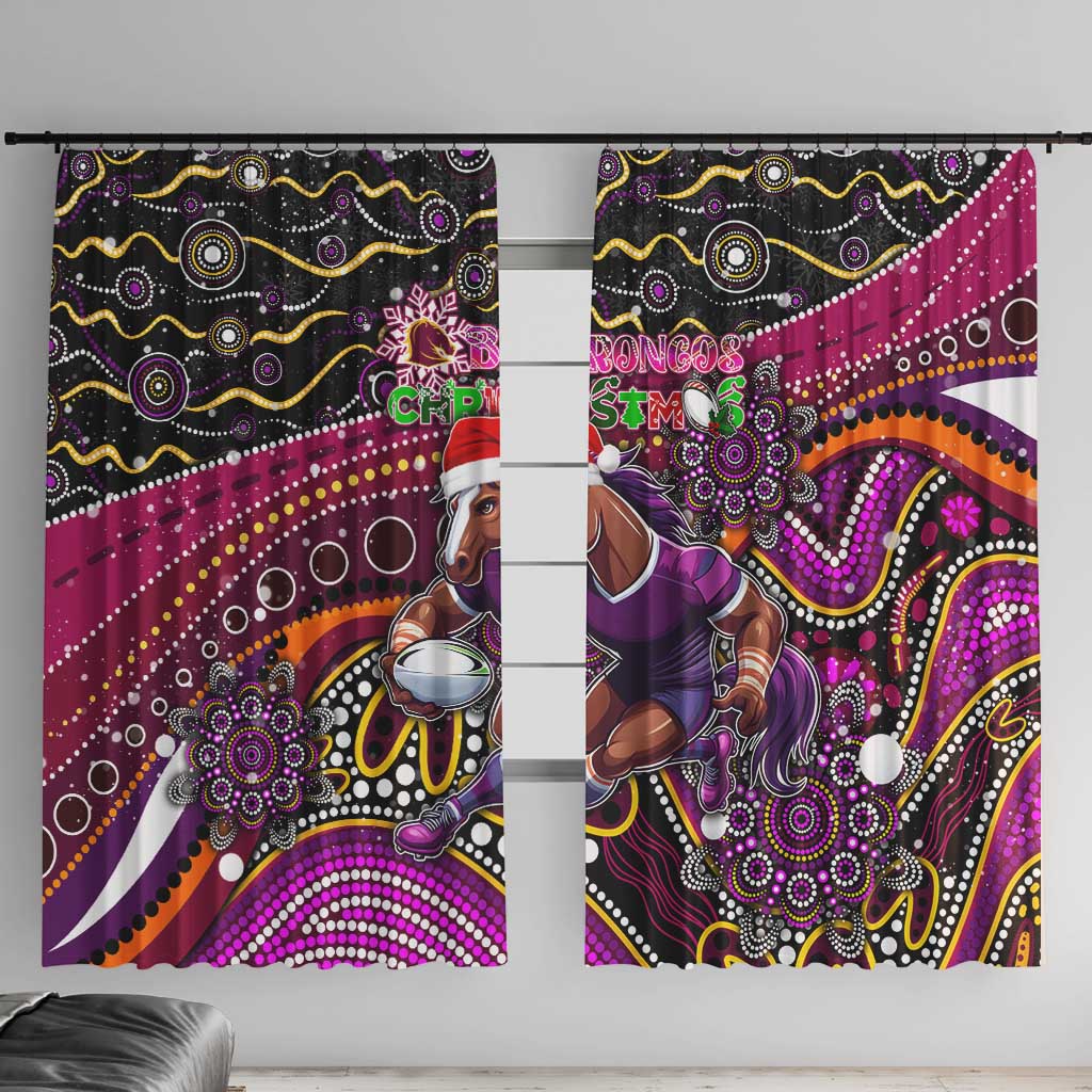 Merry Christmas Broncos Window Curtain Aboriginal Santa Rugby Mascot - Brisbane