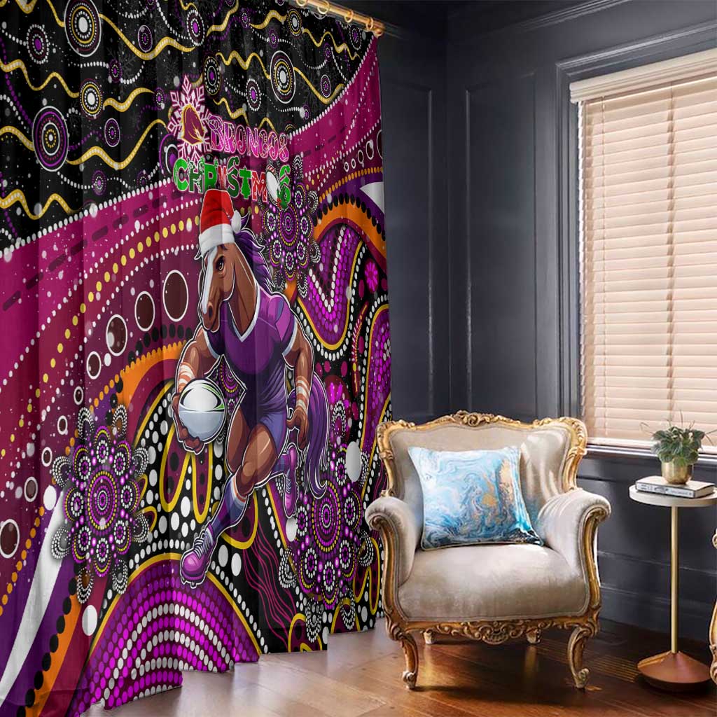 Merry Christmas Broncos Window Curtain Aboriginal Santa Rugby Mascot - Brisbane