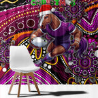 Merry Christmas Broncos Window Curtain Aboriginal Santa Rugby Mascot - Brisbane
