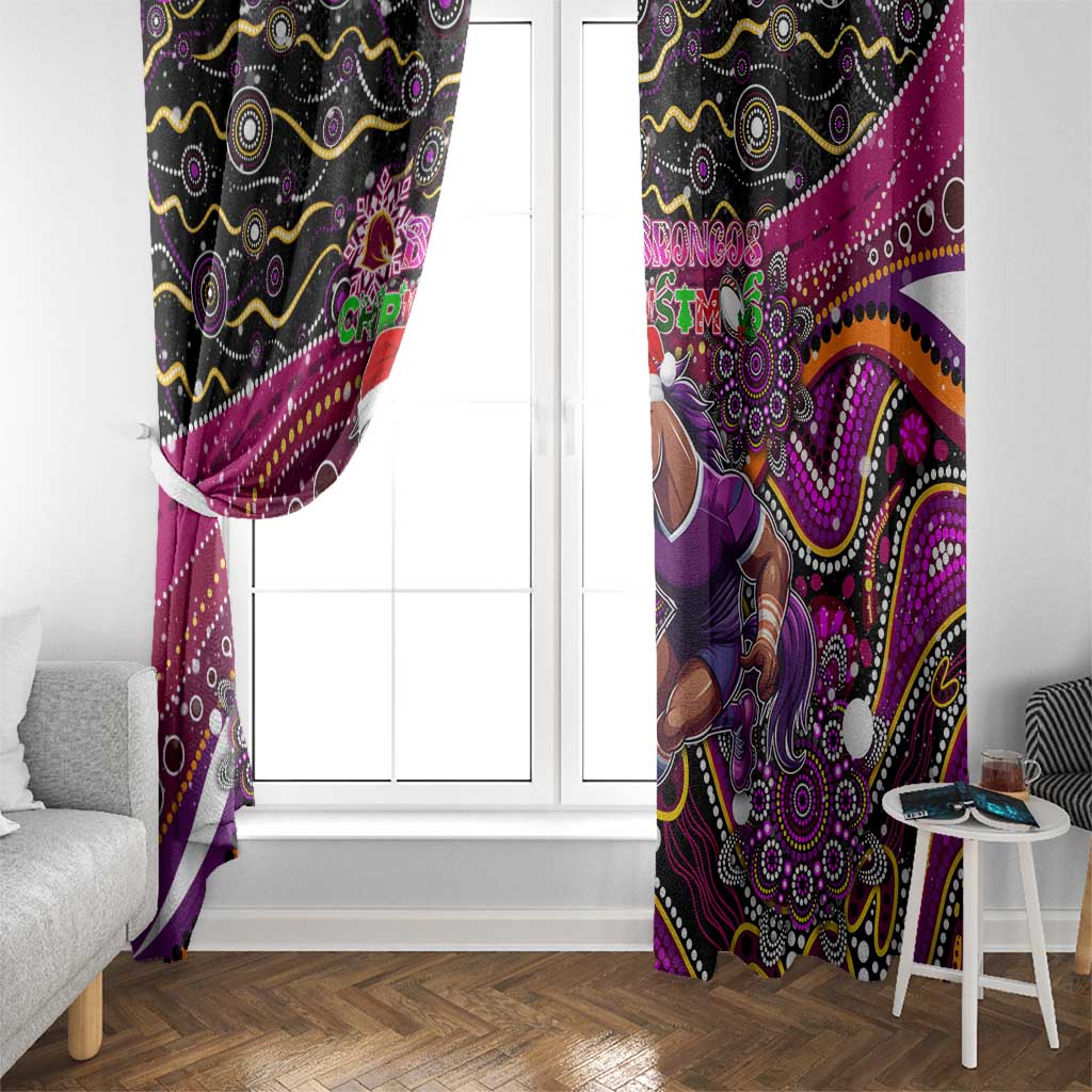 Merry Christmas Broncos Window Curtain Aboriginal Santa Rugby Mascot - Brisbane