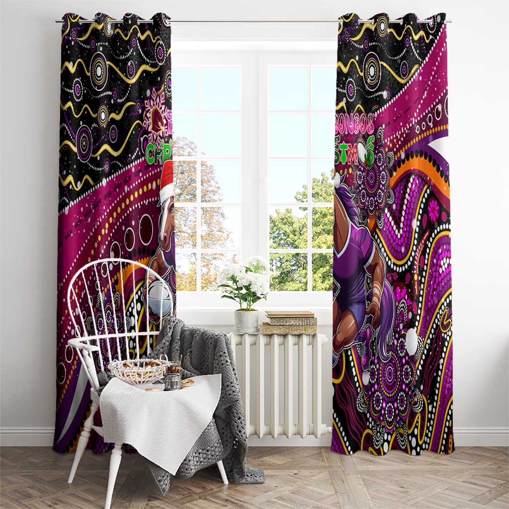 Merry Christmas Broncos Window Curtain Aboriginal Santa Rugby Mascot - Brisbane