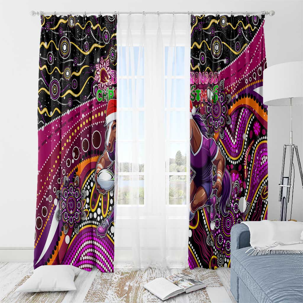Merry Christmas Broncos Window Curtain Aboriginal Santa Rugby Mascot - Brisbane