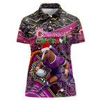 Merry Christmas Broncos Women Polo Shirt Aboriginal Santa Rugby Mascot - Brisbane