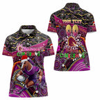 Merry Christmas Broncos Women Polo Shirt Aboriginal Santa Rugby Mascot - Brisbane