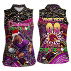 Merry Christmas Broncos Women Sleeveless Polo Shirt Aboriginal Santa Rugby Mascot - Brisbane
