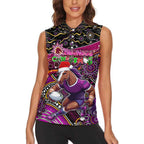 Merry Christmas Broncos Women Sleeveless Polo Shirt Aboriginal Santa Rugby Mascot - Brisbane