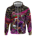Merry Christmas Broncos Zip Hoodie Aboriginal Santa Rugby Mascot - Brisbane